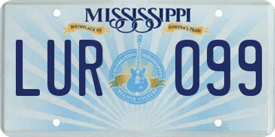 MS license plate LUR099