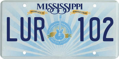MS license plate LUR102