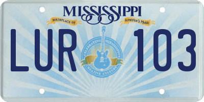 MS license plate LUR103
