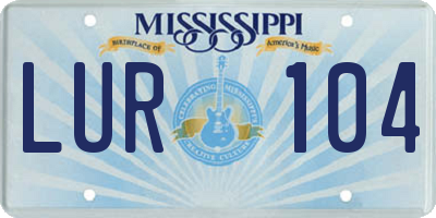 MS license plate LUR104
