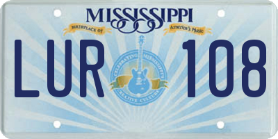 MS license plate LUR108