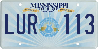 MS license plate LUR113