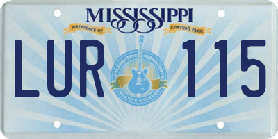 MS license plate LUR115