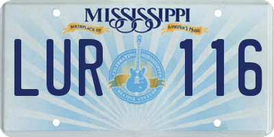 MS license plate LUR116