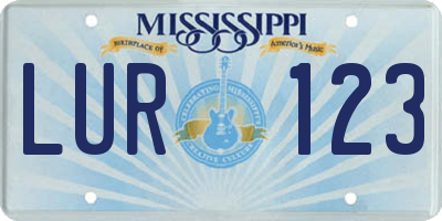 MS license plate LUR123