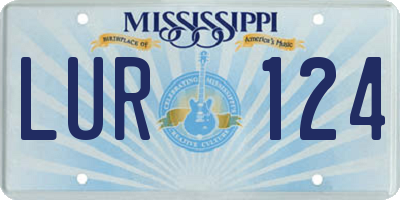 MS license plate LUR124