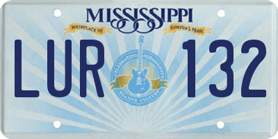 MS license plate LUR132