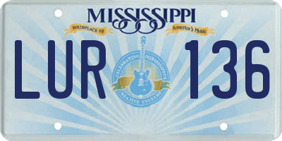 MS license plate LUR136