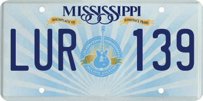MS license plate LUR139