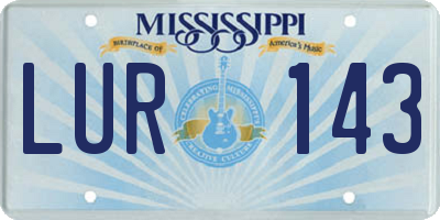 MS license plate LUR143