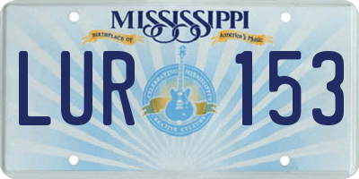 MS license plate LUR153