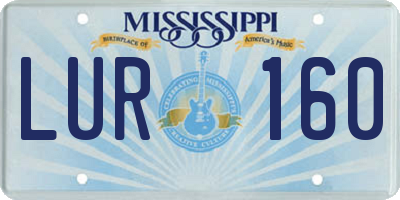 MS license plate LUR160
