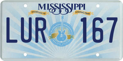 MS license plate LUR167