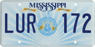 MS license plate LUR172