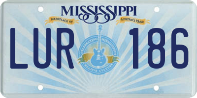 MS license plate LUR186