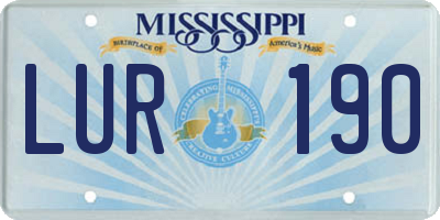 MS license plate LUR190