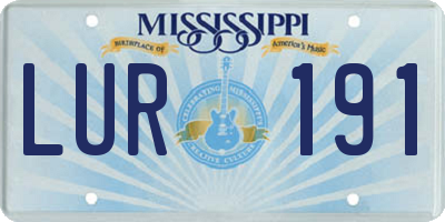 MS license plate LUR191