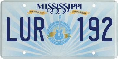MS license plate LUR192