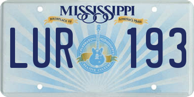 MS license plate LUR193