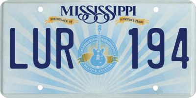 MS license plate LUR194
