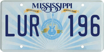 MS license plate LUR196