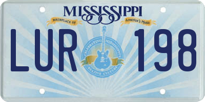 MS license plate LUR198