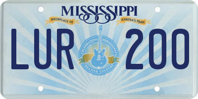 MS license plate LUR200