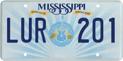 MS license plate LUR201