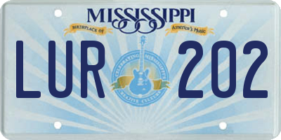 MS license plate LUR202