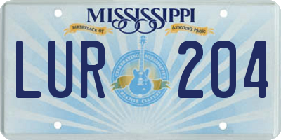 MS license plate LUR204