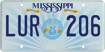 MS license plate LUR206