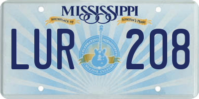 MS license plate LUR208