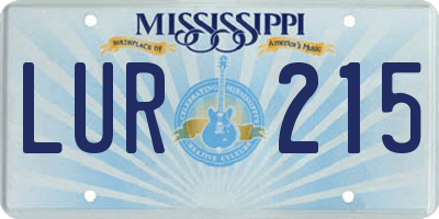 MS license plate LUR215