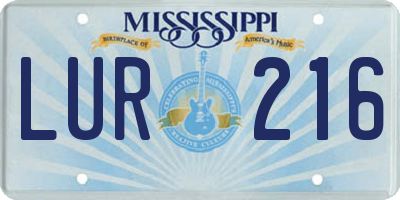 MS license plate LUR216
