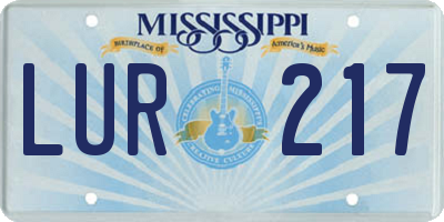 MS license plate LUR217