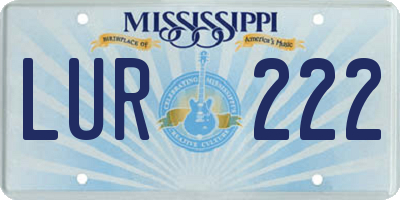 MS license plate LUR222