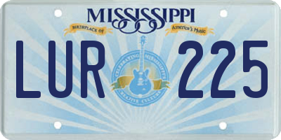 MS license plate LUR225