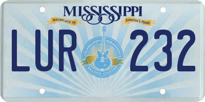 MS license plate LUR232