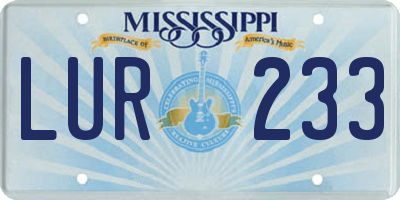 MS license plate LUR233