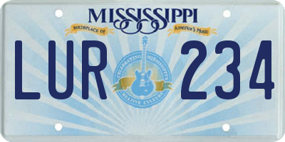 MS license plate LUR234
