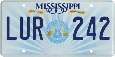 MS license plate LUR242