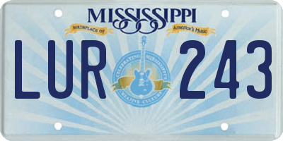 MS license plate LUR243