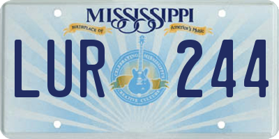 MS license plate LUR244