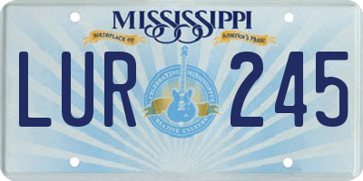 MS license plate LUR245