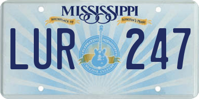 MS license plate LUR247