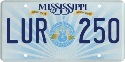 MS license plate LUR250