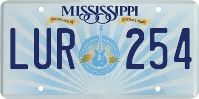 MS license plate LUR254