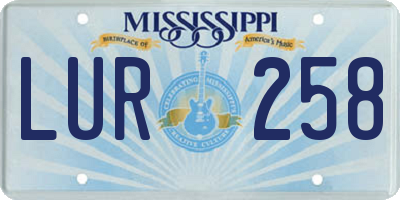 MS license plate LUR258