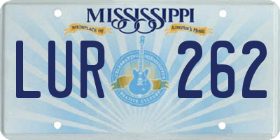 MS license plate LUR262