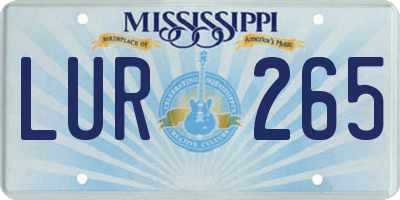 MS license plate LUR265